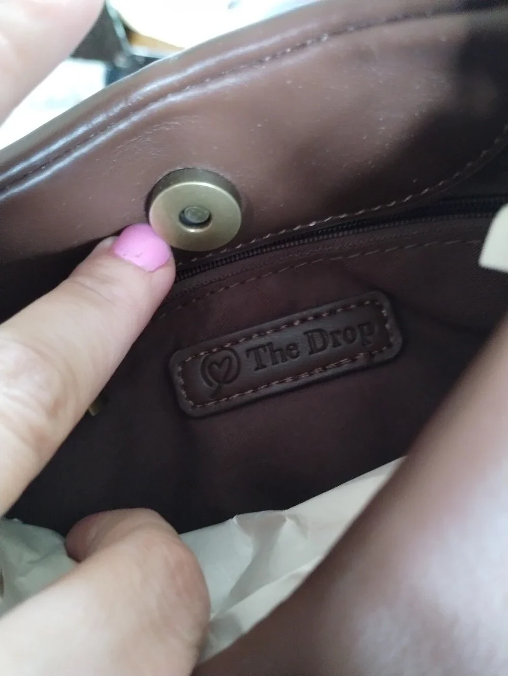 The Drop Chocolate Brown Addison Brown Ruched Hand Purse